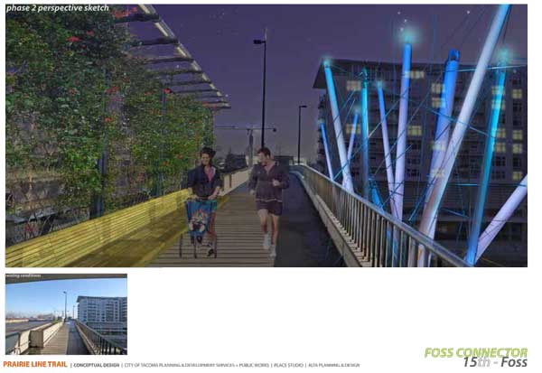 Artist rendering of possible phase 2 design for the Foss Connector ramp.