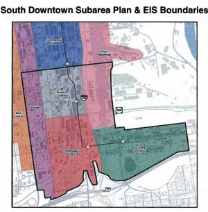 The South Downtown Subarea includes UWT, the Brewery District, Dome District, and parts of the Hillside and Foss Waterfront. 